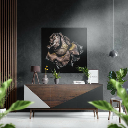 Silver and Gold Metallic Rose Brushed Aluminium Dibond Wall Art