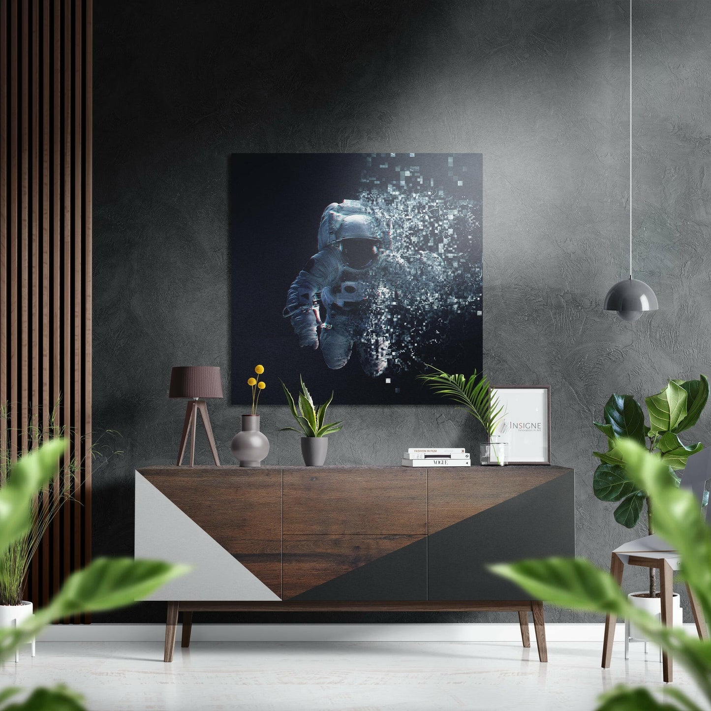 Pixel Dissolving Astronaut Brushed Aluminium Dibond Wall Art