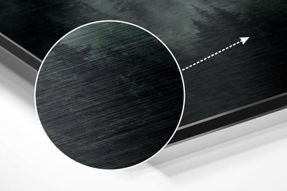 Foggy Evergreen Forest in Soft Mist Brushed Aluminium Dibond Wall Art