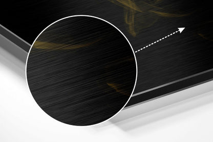Yellow Smoke Wisps on Black Brushed Aluminium Dibond Wall Art