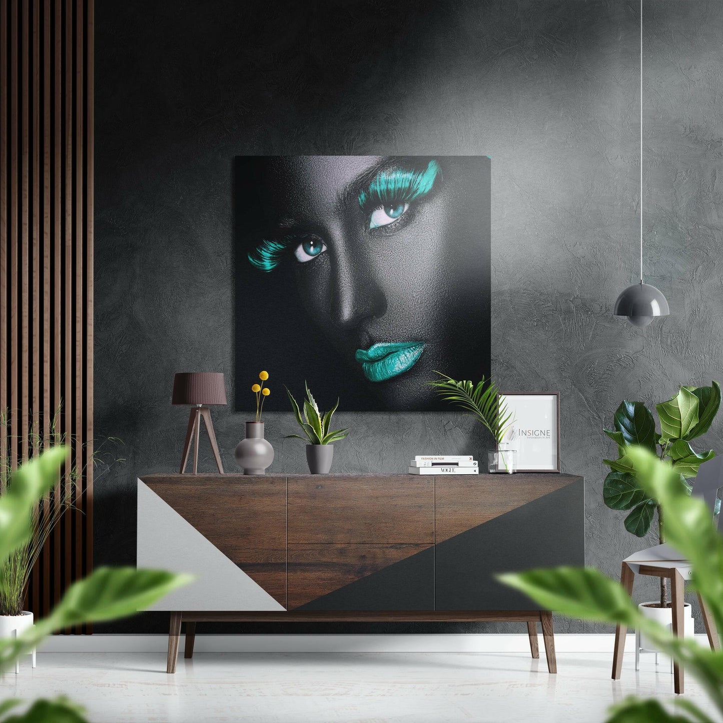 Turquoise Lashes Dark Beauty Brushed Aluminum Dibond Wall Art