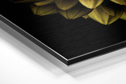 Golden Dahlia Purple Core Brushed Aluminium Dibond Wall Art