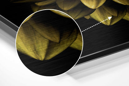 Golden Dahlia Purple Core Brushed Aluminium Dibond Wall Art