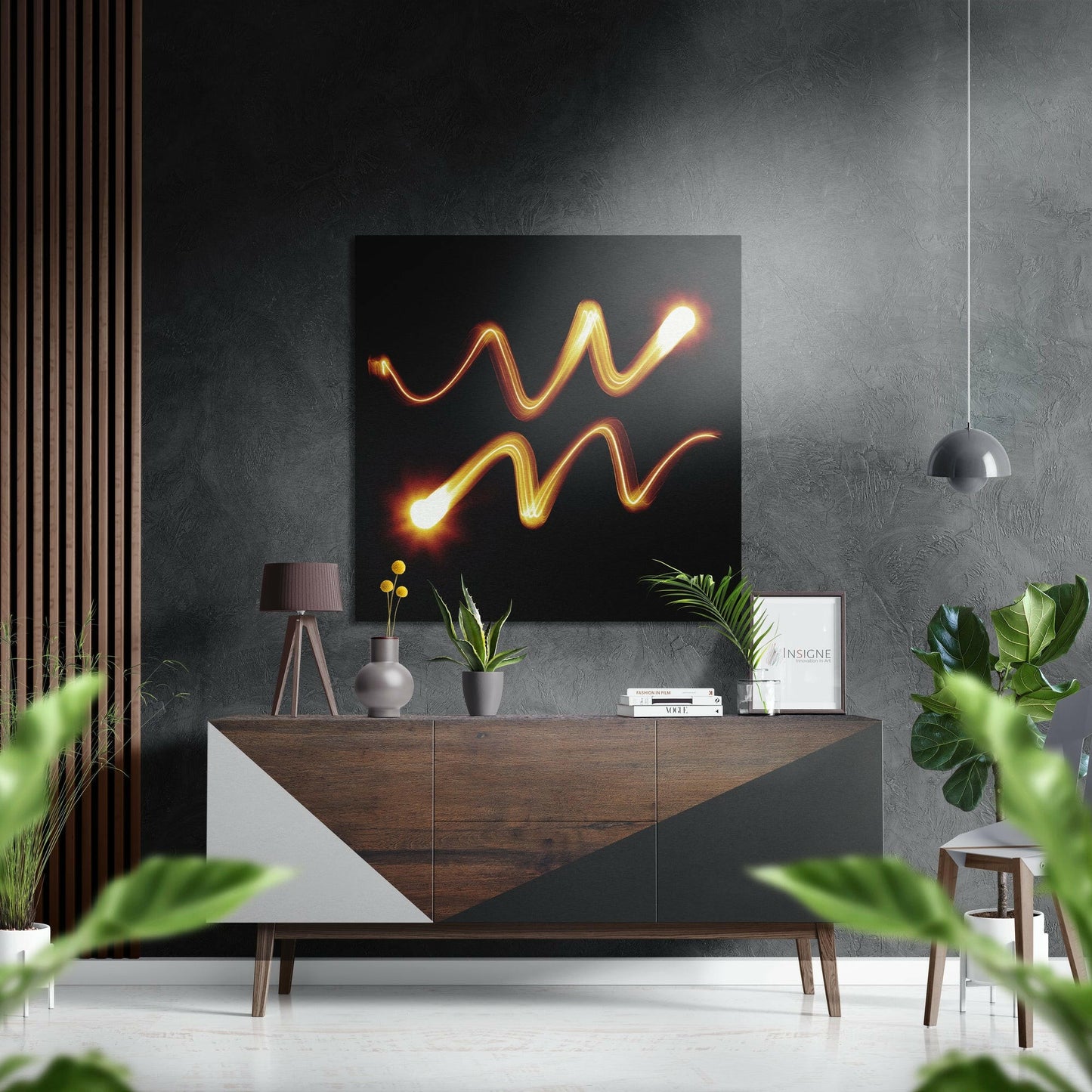 Fiery Light Trail Aquarius Waves Brushed Aluminium Dibond Wall Art