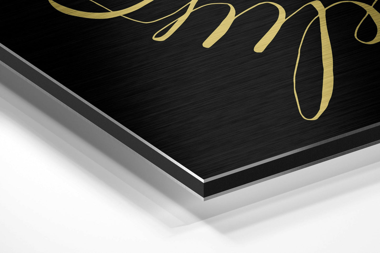 Gold Lettering Believe Quote on Black Brushed Aluminium Dibond Wall Art