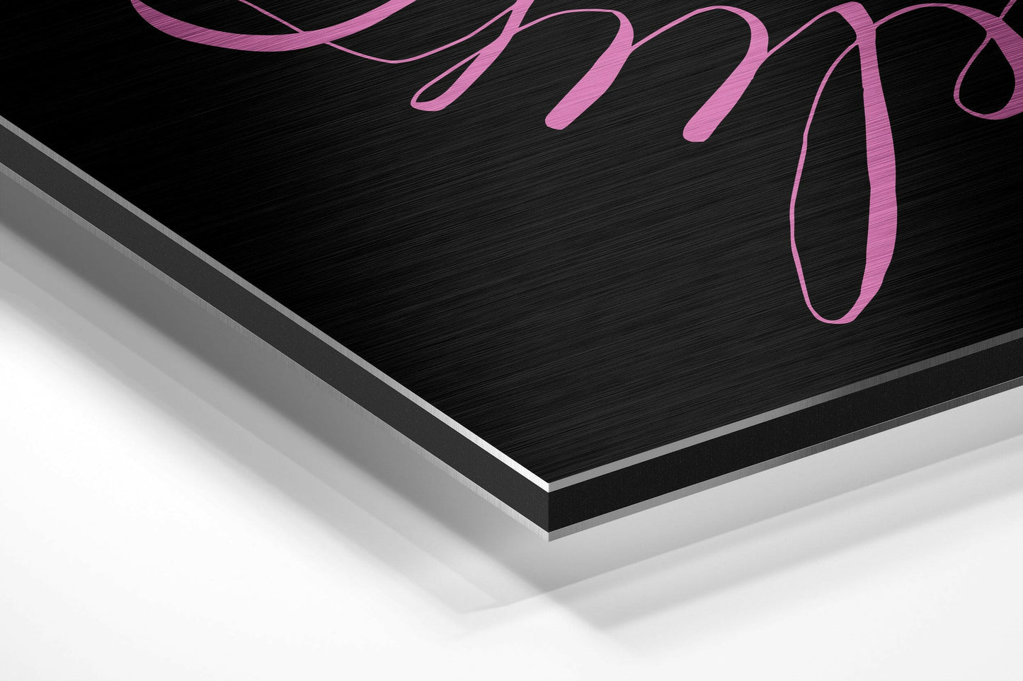 Pink Lettering Believe Quote on Black Brushed Aluminium Dibond Wall Art