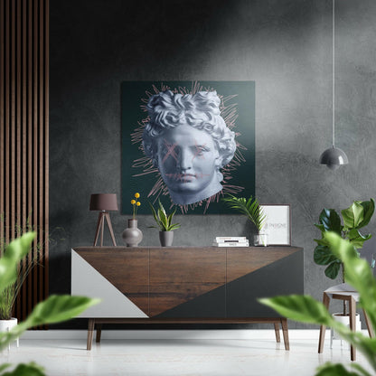 Pink Ray Statue Head Brushed Aluminium Dibond Wall Art