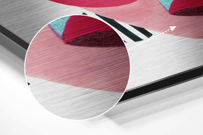 Pink Cat Eye Glasses Face Brushed Aluminium Dibond Wall Art