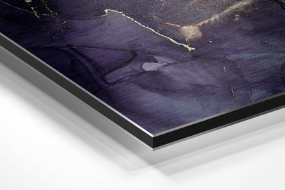 Deep Purple Gold Marble Brushed Aluminium Dibond Wall Art