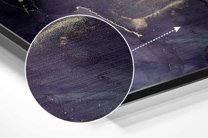 Deep Purple Gold Marble Brushed Aluminium Dibond Wall Art