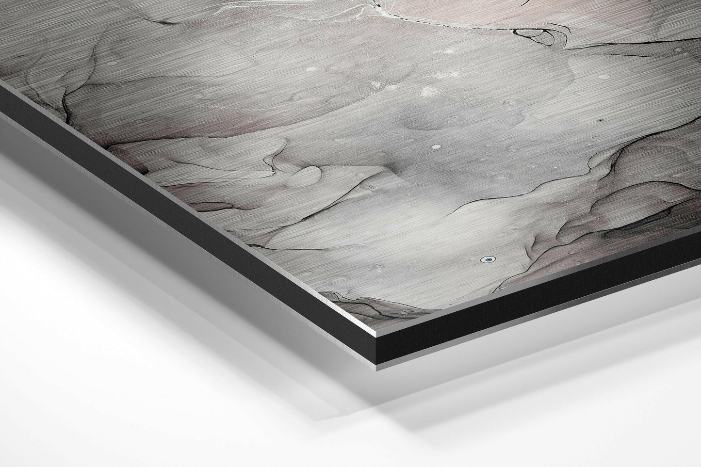 White Pink Veined Marble Brushed Aluminium Dibond Wall Art
