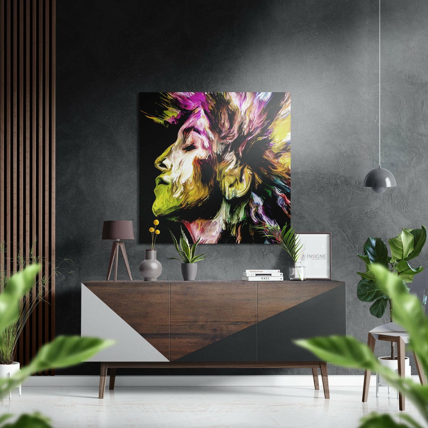 Yellow Magenta Brushstroke Face Brushed Aluminium Dibond Wall Art