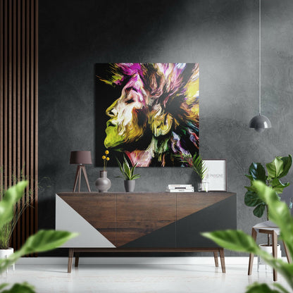 Yellow Magenta Brushstroke Face Brushed Aluminium Dibond Wall Art
