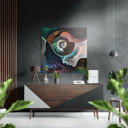 Spiral Eye Between Two Profiles Brushed Aluminium Dibond Wall Art