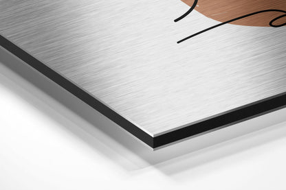 Line Face With Pastel Shapes Brushed Aluminium Dibond Wall Art