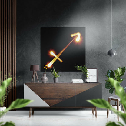 Glowing Arrow Sagittarius Light Trail Brushed Aluminium Dibond Wall Art