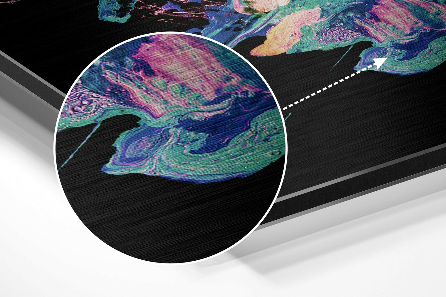 Pastel Teal Coral Marbled Paint Burst Brushed Aluminium Dibond Wall Art