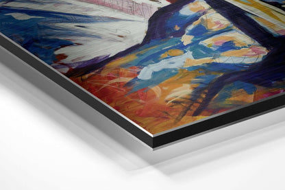 Cobalt Palette Knife Trumpet Player Brushed Aluminium Dibond Wall Art
