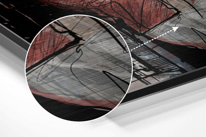 Crimson Sketch Street Trumpeter Brushed Aluminium Dibond Wall Art