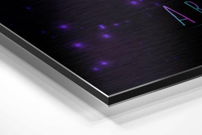 Violet Cyan Gradient Aries Star Sign Brushed Aluminium Dibond Wall Art