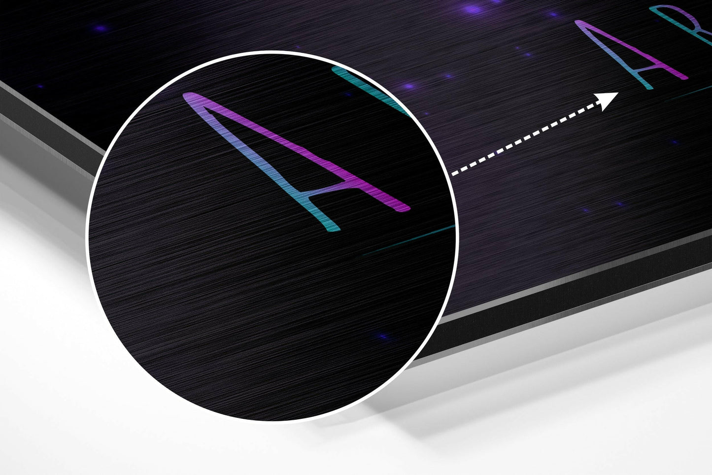 Violet Cyan Gradient Aries Star Sign Brushed Aluminium Dibond Wall Art