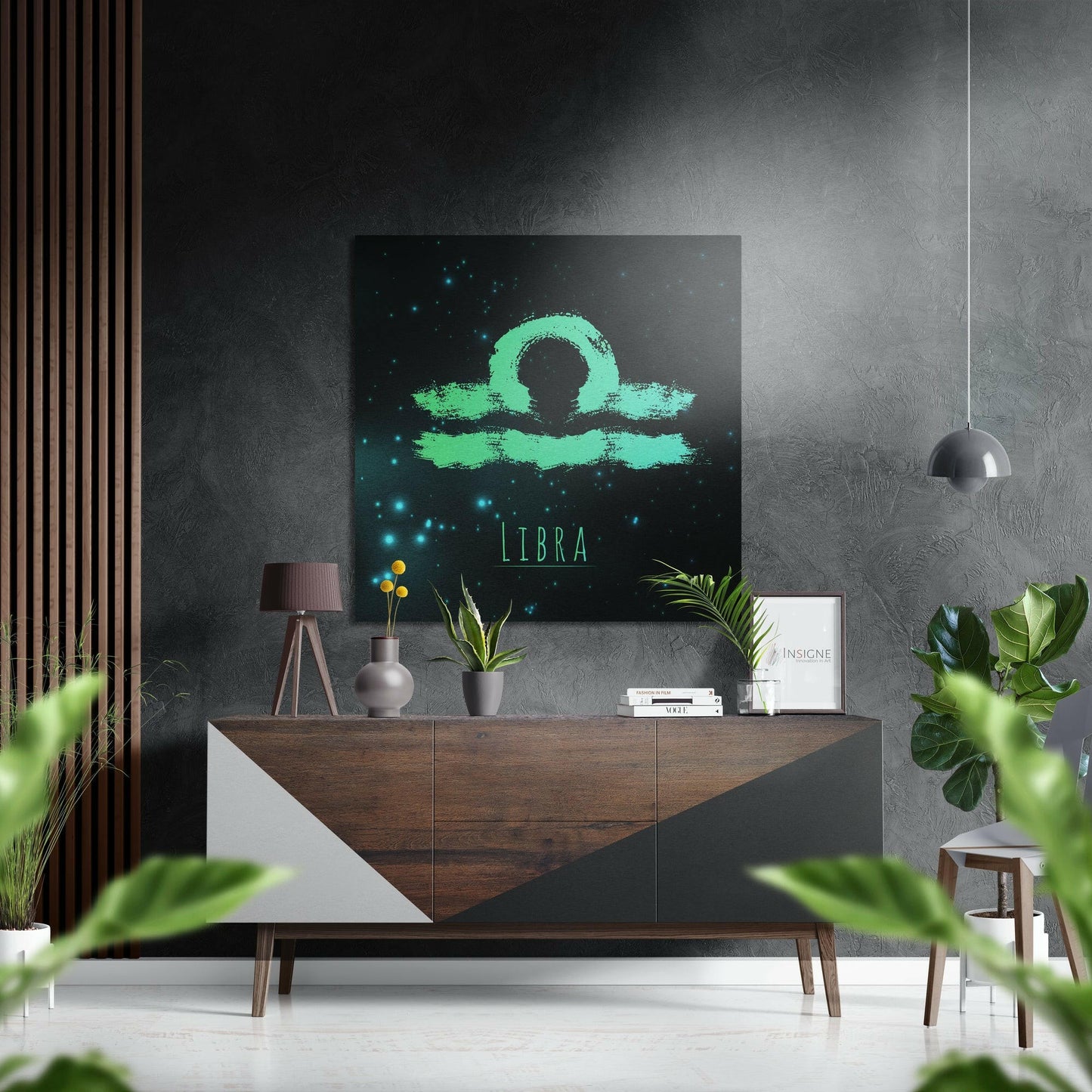 Teal Chalk Libra Scales Star Sign Brushed Aluminium Dibond Wall Art