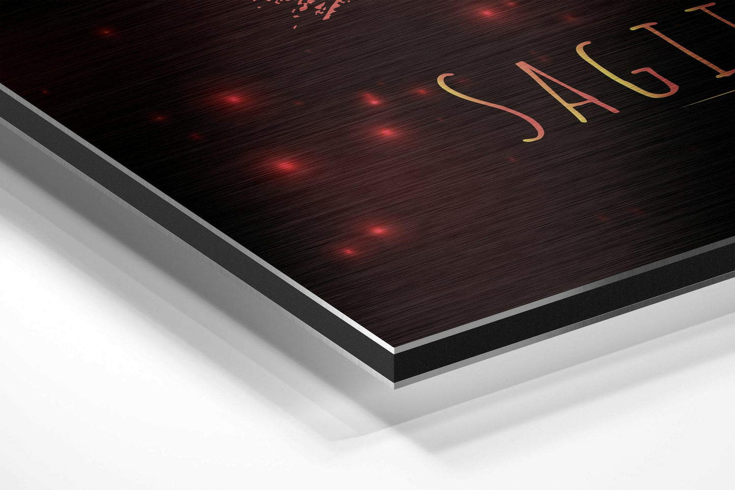 Coral Gold Arrow Sagittarius Sign Brushed Aluminium Dibond Wall Art