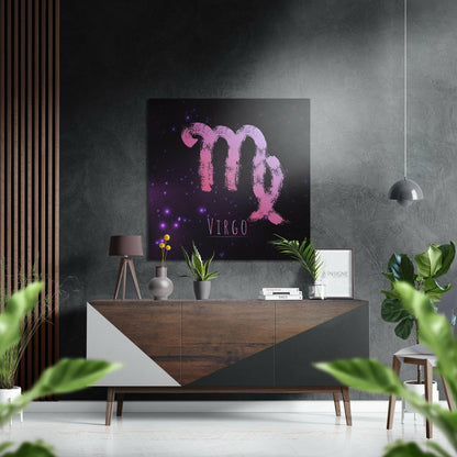 Pink Brushstroke Virgo Star Sign Brushed Aluminium Dibond Wall Art