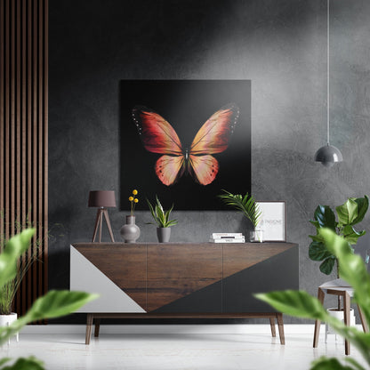 Coral Orange Butterfly Brushed Aluminium Dibond Wall Art