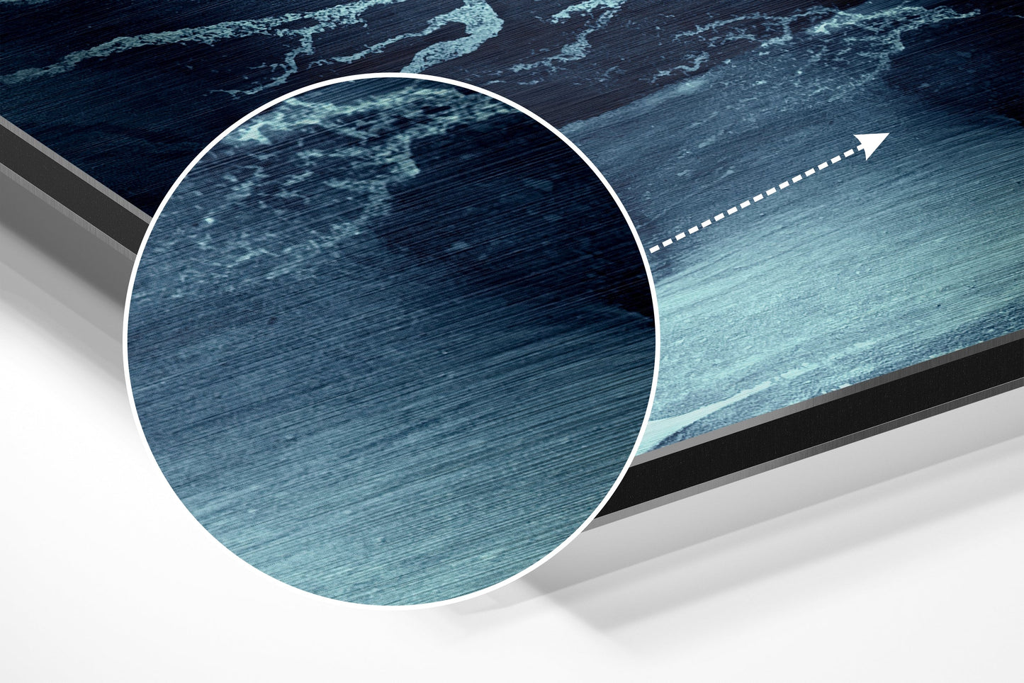 Deep Indigo Marbled Ink Waves Brushed Aluminium Dibond Wall Art