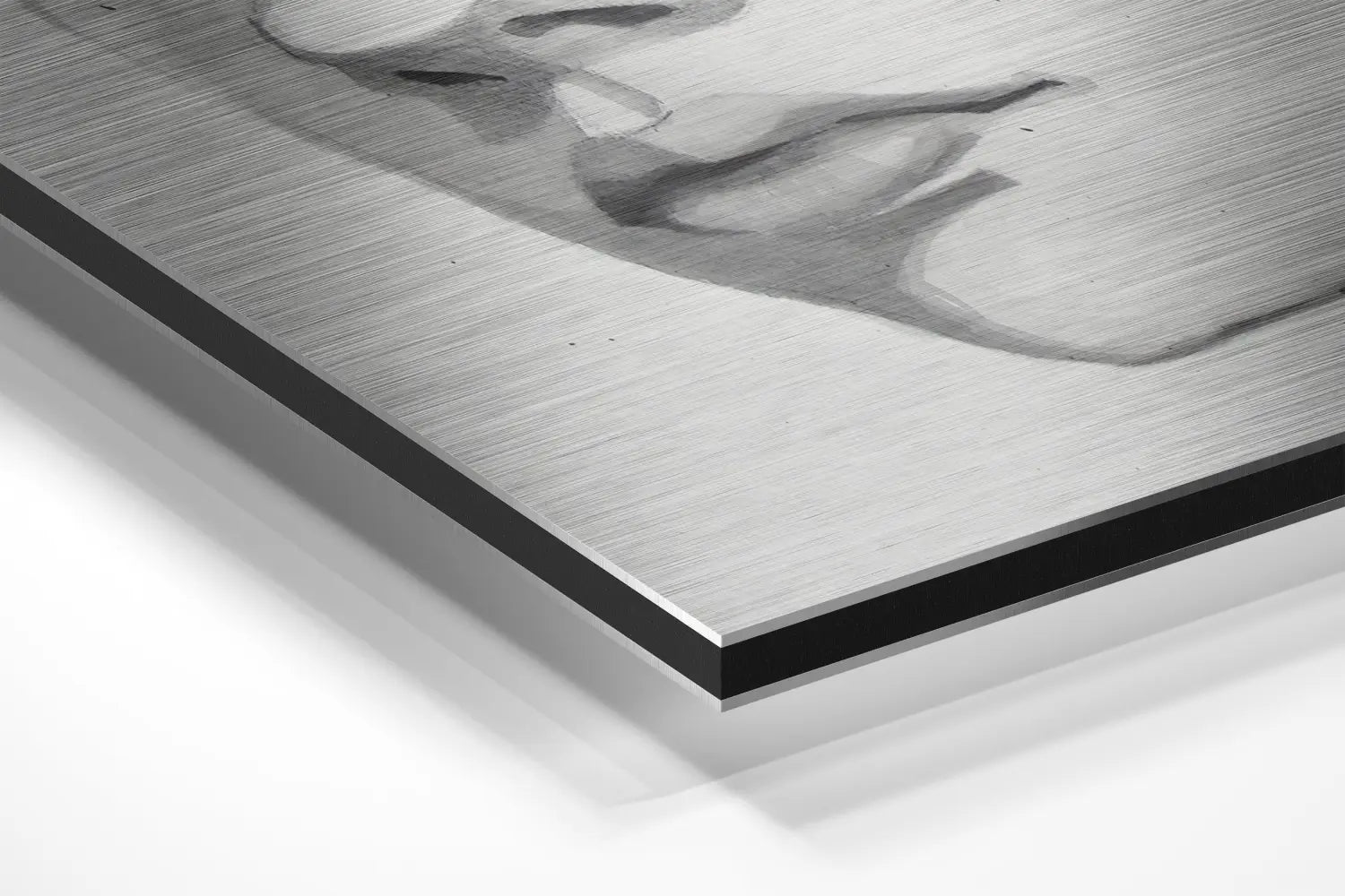 Grayscale woman’s portrait on brushed aluminium dibond art print