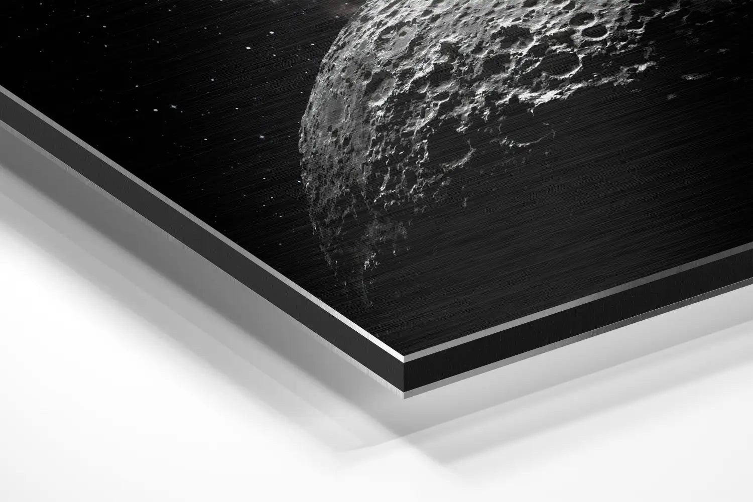 Stunning lunar eclipse brushed aluminium dibond wall art with black and white moon print on sleek acrylic float