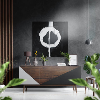 Black and White Abstract Ring Hole Brushed Aluminium Dibond Wall Art