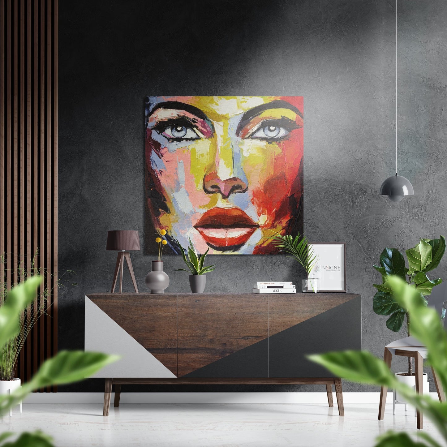 Palette Knife Colorful Woman Face Brushed Aluminium Dibond Wall Art
