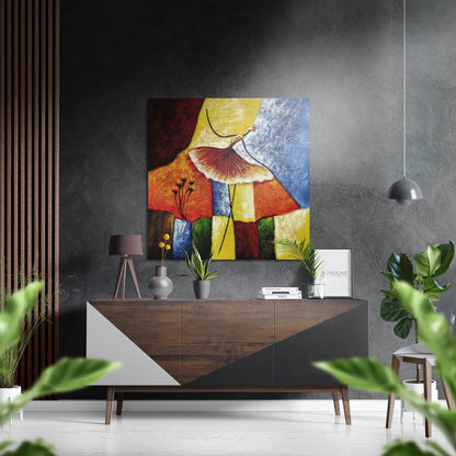Color Block Spinning Ballerina Brushed Aluminum Dibond Wall Art