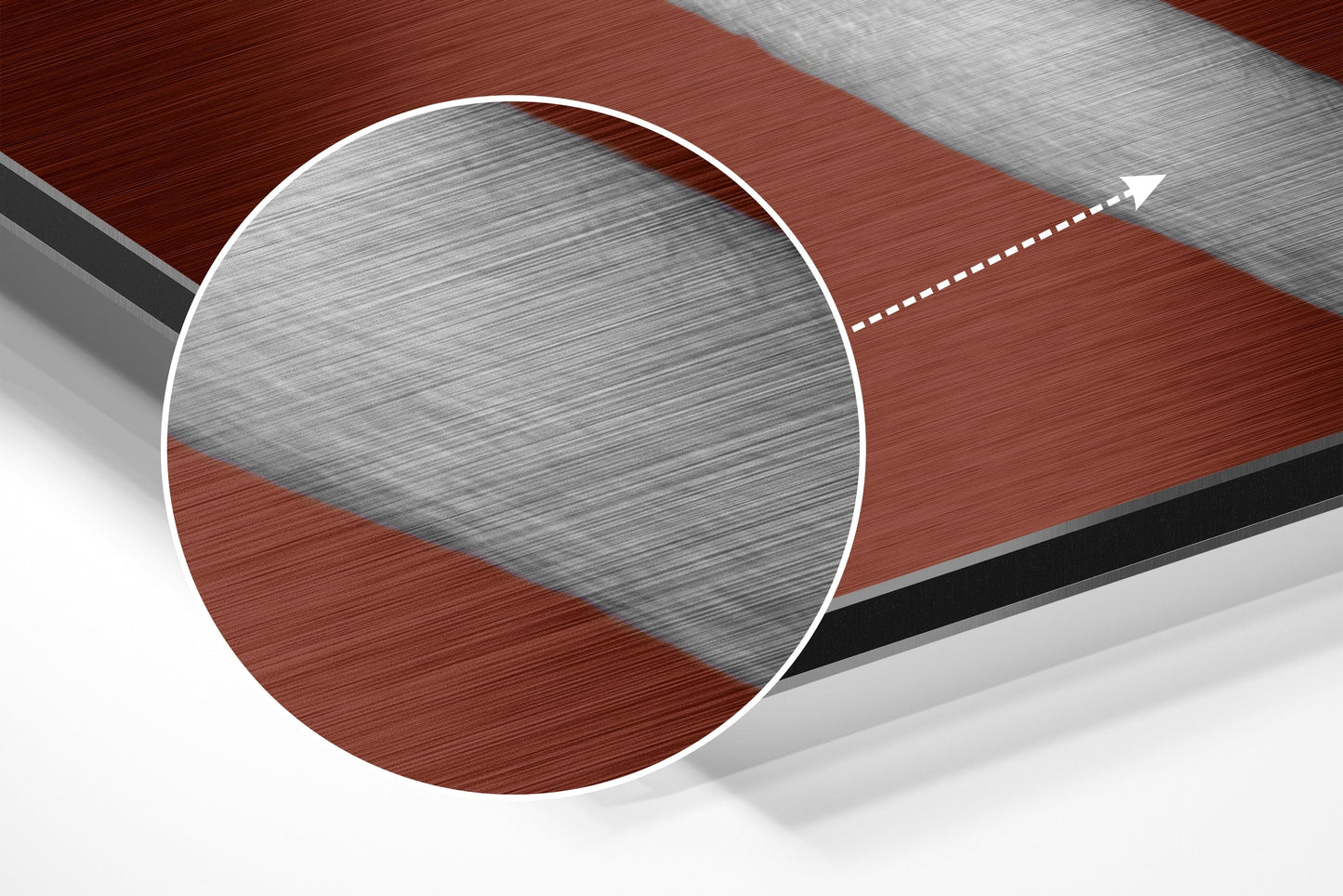 Brick Red Backdrop White Flamingo Brushed Aluminium Dibond Wall Art