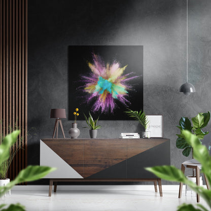 Turquoise Pink Powder Explosion Brushed Aluminium Dibond Wall Art