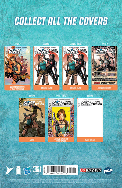 Back cover with the heading "Collect All the Covers" above seven thumbnails labelled Cover A to G, plus barcode and logos.