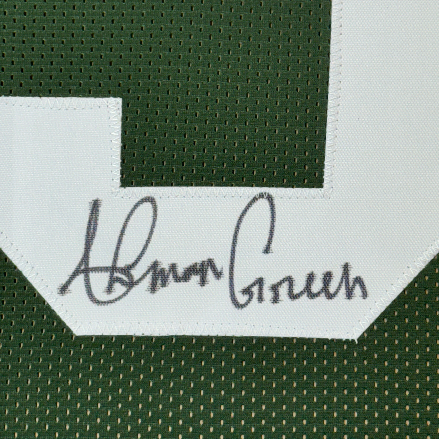 Framed Autographed/Signed Ahman Green 35x39 Green Bay Packers Green Football Jersey JSA COA