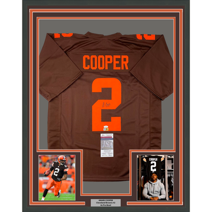 Framed Autographed/Signed Amari Cooper 35x39 Cleveland Brown Color Rush Football Jersey JSA COA