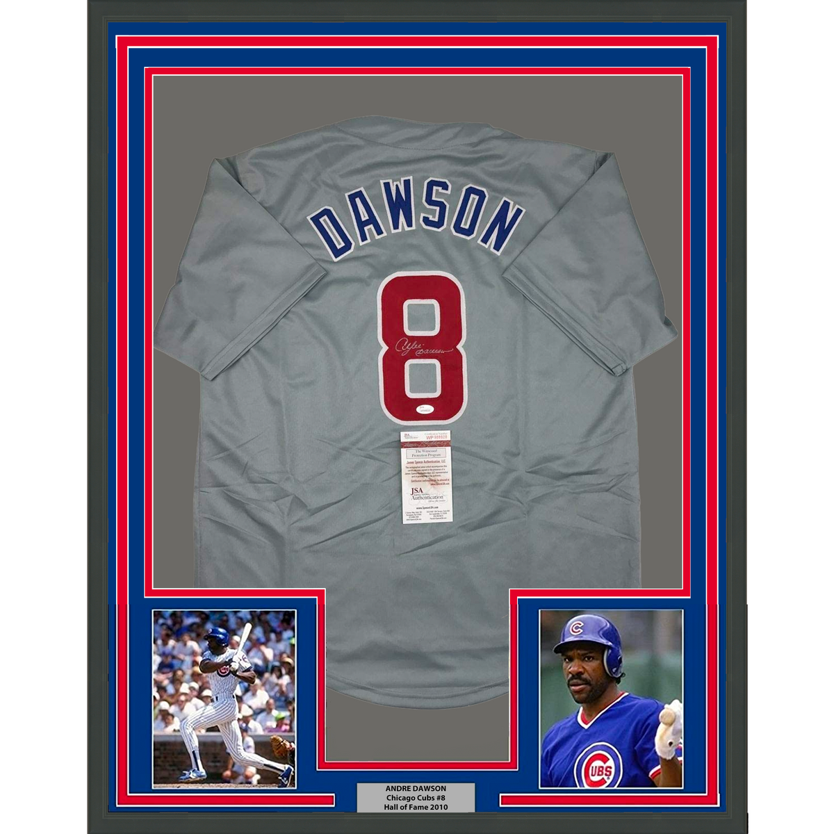 Framed Andre Dawson Chicago Grey Jersey