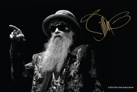 Billy F Gibbons black white guitar player mini by Axe Heaven®