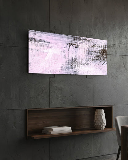 Blush Pink And Charcoal Brushstroke Glass Wall Art