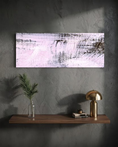 Blush Pink And Charcoal Brushstroke Glass Wall Art