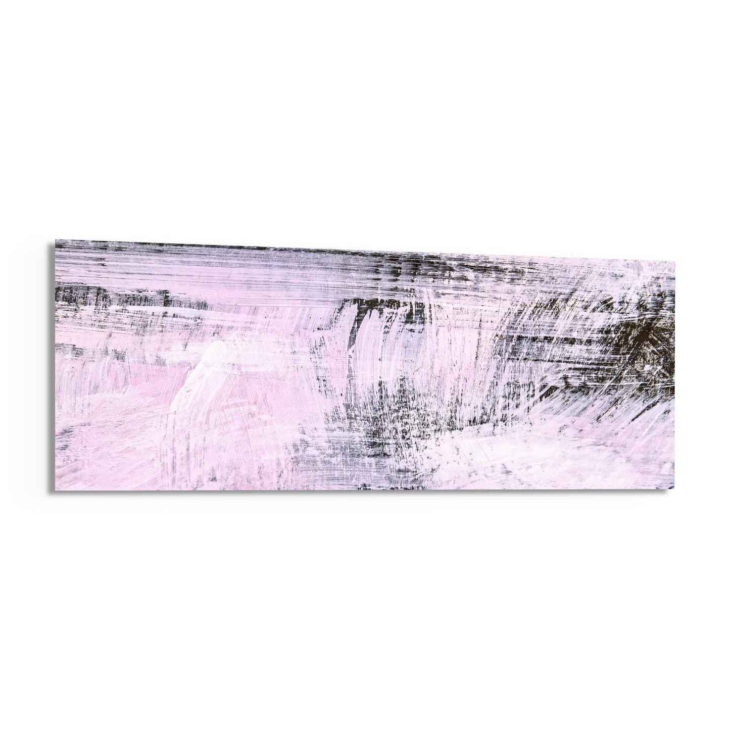 Blush Pink And Charcoal Brushstroke Glass Wall Art