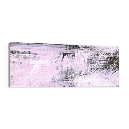 Blush Pink And Charcoal Brushstroke Glass Wall Art