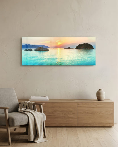 Turquoise Bay Islets Sea Glass Wall Art