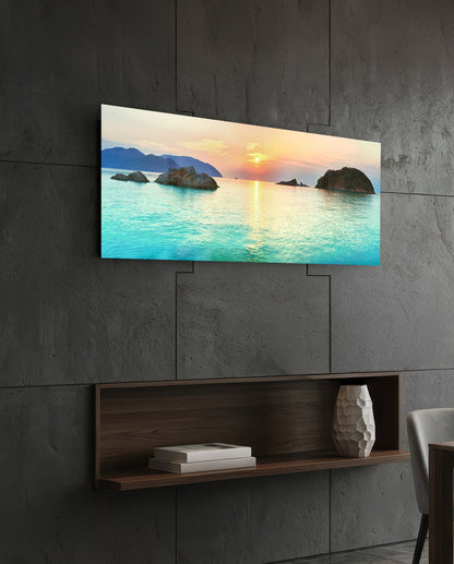 Turquoise Bay Islets Sea Glass Wall Art