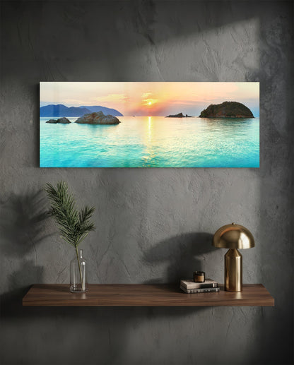 Turquoise Bay Islets Sea Glass Wall Art