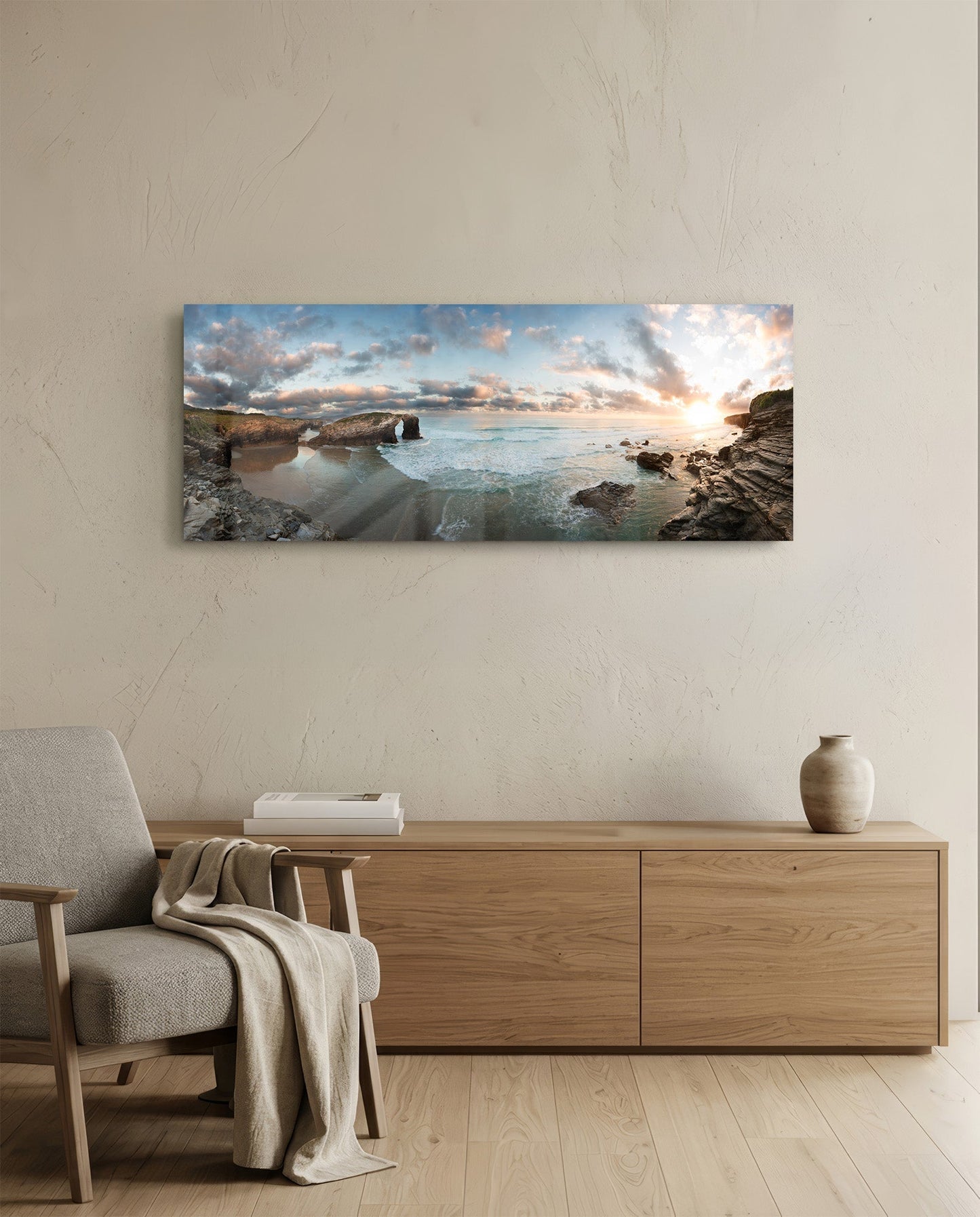 Rock Arch Cliff Coastline Waves Glass Wall Art